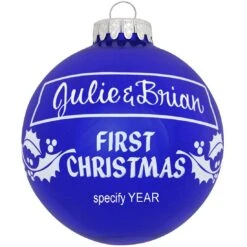 Personalized First Christmas Holly Design Ornament -Christmas Decoration Store 1004 media blue 1