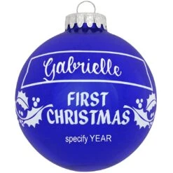 Personalized First Christmas Holly Design Ornament -Christmas Decoration Store 1004 media blue 2