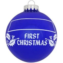 Personalized First Christmas Holly Design Ornament -Christmas Decoration Store 1004 media blue 3
