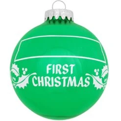 Personalized First Christmas Holly Design Ornament -Christmas Decoration Store 1004 media green 3