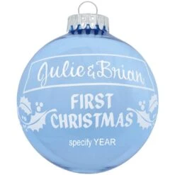 Personalized First Christmas Holly Design Ornament -Christmas Decoration Store 1004 media light20blue 2