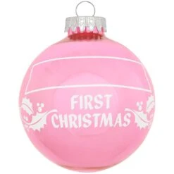 Personalized First Christmas Holly Design Ornament -Christmas Decoration Store 1004 media pink 3