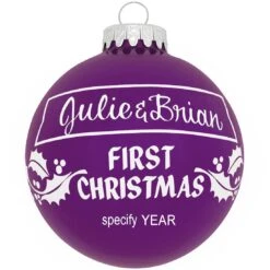 Personalized First Christmas Holly Design Ornament -Christmas Decoration Store 1004 media purple 1