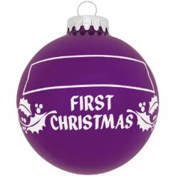 Personalized First Christmas Holly Design Ornament -Christmas Decoration Store 1004 media purple 3