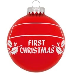 Personalized First Christmas Holly Design Ornament -Christmas Decoration Store 1004 media red 3