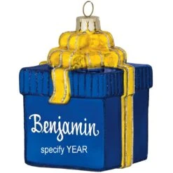 Personalized Gift Package With Bow Glass Ornament -Christmas Decoration Store 1033 media blue 1