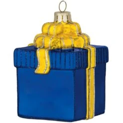 Personalized Gift Package With Bow Glass Ornament -Christmas Decoration Store 1033 media blue 2