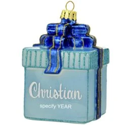 Personalized Gift Package With Bow Glass Ornament -Christmas Decoration Store 1033 media light20blue 1