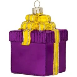 Personalized Gift Package With Bow Glass Ornament -Christmas Decoration Store 1033 media purple 2