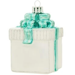 Personalized Gift Package With Bow Glass Ornament -Christmas Decoration Store 1033 media white2020teal 2