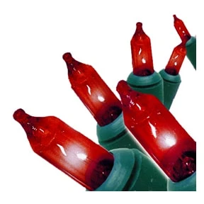 50 Red Lights With Green Cord 1 50 Red Lights With Green Cord