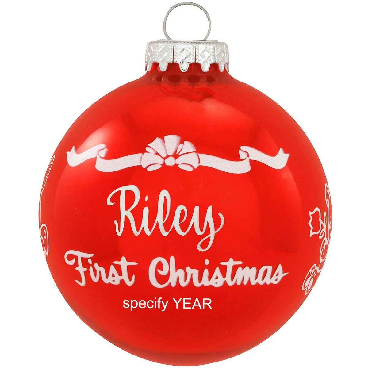Personalized Red First Christmas Glass Ornament 1 Personalized Red First Christmas Glass Ornament