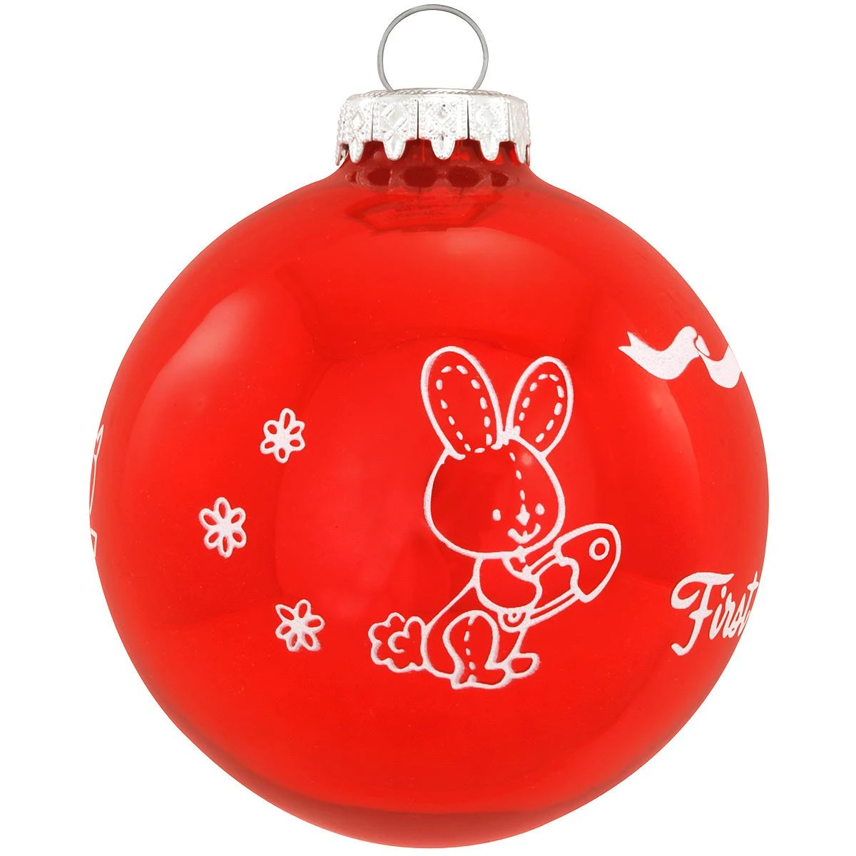 Personalized Red First Christmas Glass Ornament 3 Personalized Red First Christmas Glass Ornament - Image 3