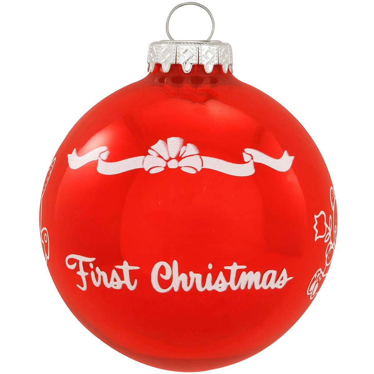 Personalized Red First Christmas Glass Ornament 4 Personalized Red First Christmas Glass Ornament - Image 4