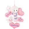 Personalized Baby's 1st Christmas Pink Snowman With Hearts Ornament