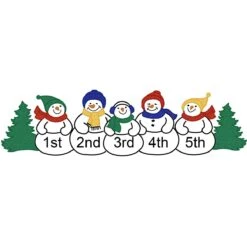 Personalized Snowman Family Of 5 Round Ornament -Christmas Decoration Store 1126257 web 4