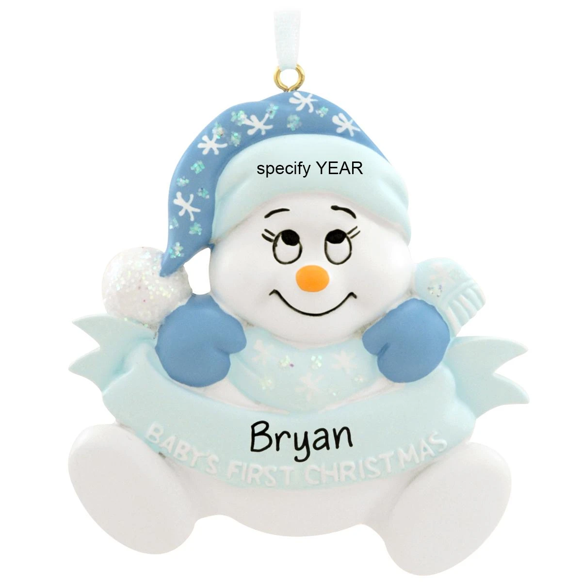 Personalized Baby's First Christmas Boy Snowman Ornament 1 Personalized Baby's First Christmas Boy Snowman Ornament