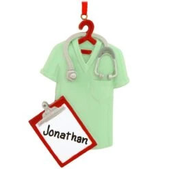 Personalized Green Scrubs Ornament
