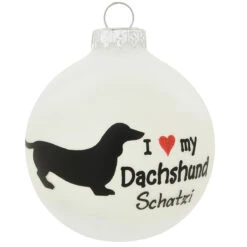 Personalized I Love My Dachshund Glass Ornament