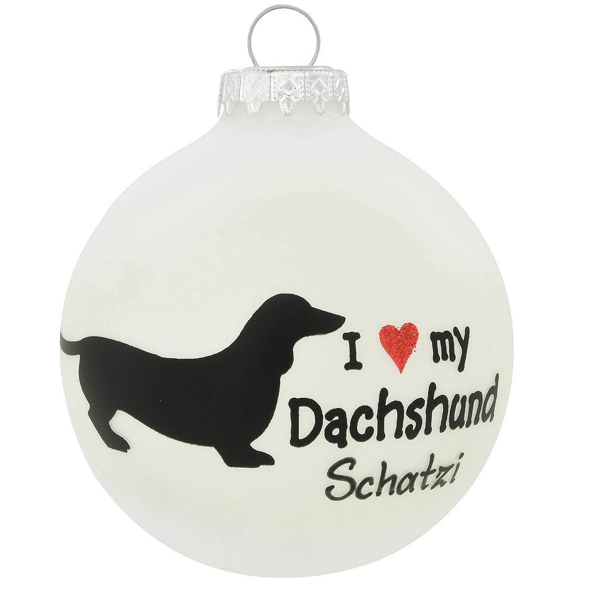 Personalized I Love My Dachshund Glass Ornament 1 Personalized I Love My Dachshund Glass Ornament