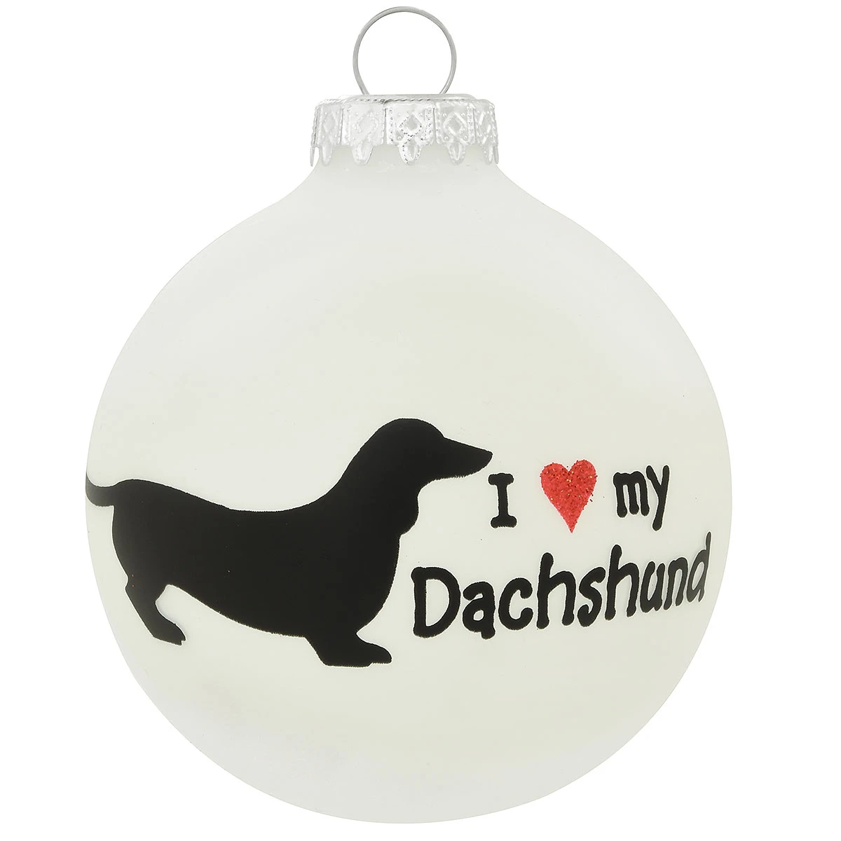 Personalized I Love My Dachshund Glass Ornament 2 Personalized I Love My Dachshund Glass Ornament - Image 2