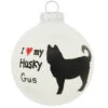 Personalized I Love My Husky Glass Ornament