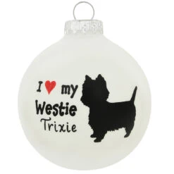 Personalized I Love My Westie Glass Ornament