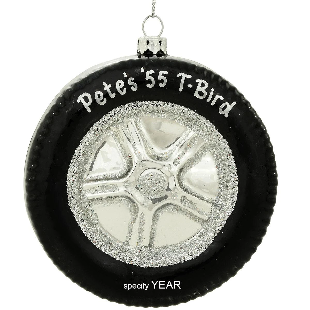 Personalized Tire With Chrome Rim Ornament 1 Personalized Tire With Chrome Rim Ornament