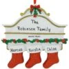 Personalized Mantle With 3 Stockings Ornament