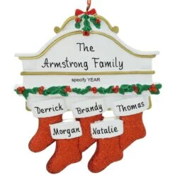 Personalized Mantle With 5 Stockings Ornament