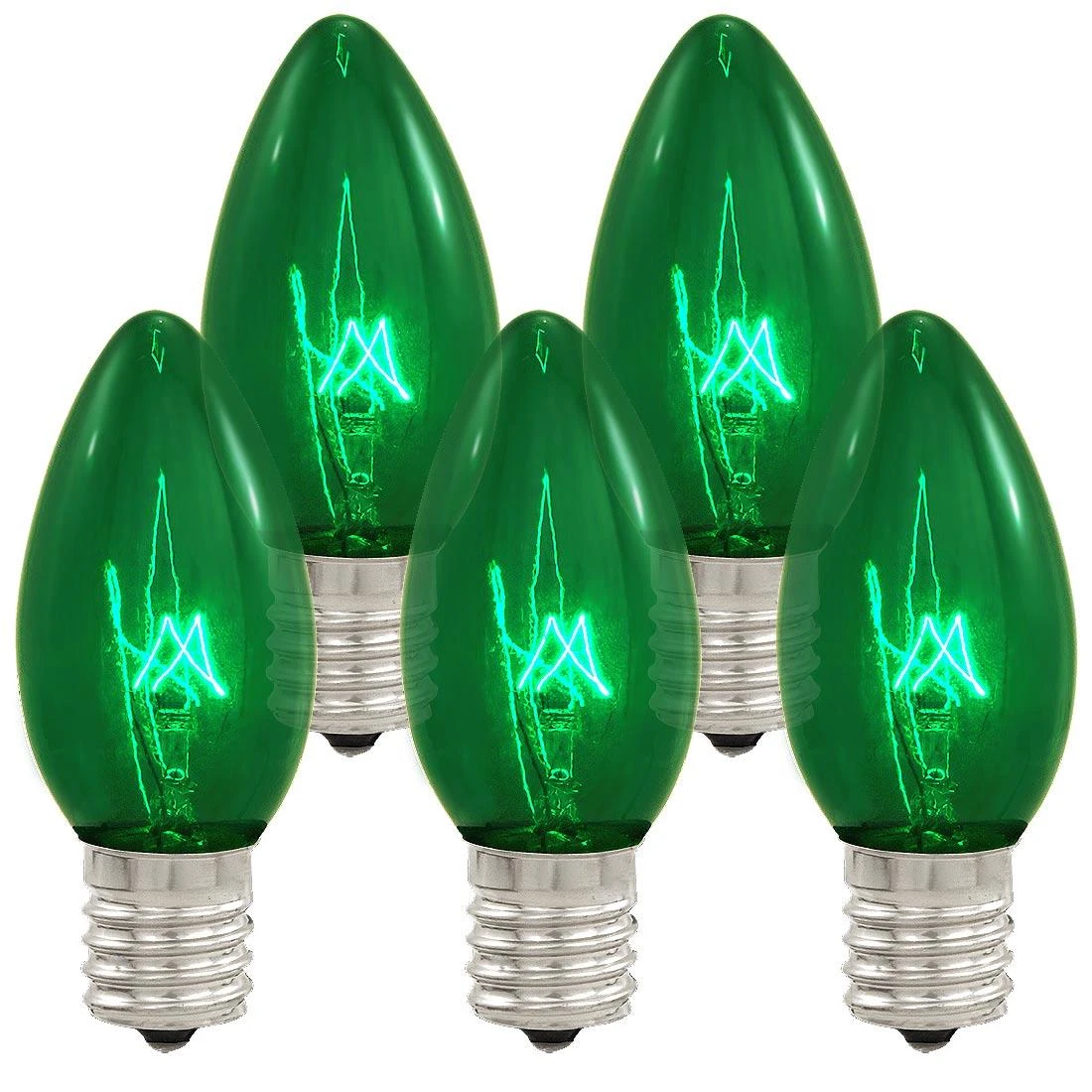 25 Green Transparent C9 Replacement Lamps 1 25 Green Transparent C9 Replacement Lamps