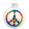 Tie Dye Peace Sign Glass Ornament