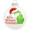 Merry Michigan Christmas Glass Ornament
