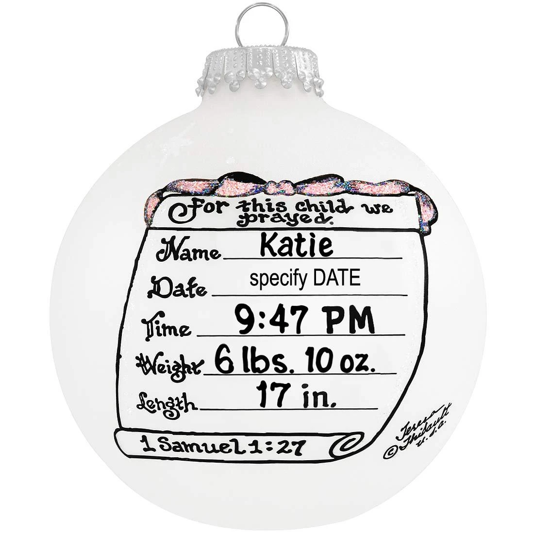 Personalized Baby Girl Birth Statistics Heart Gifts Ornament 1 Personalized Baby Girl Birth Statistics Heart Gifts Ornament