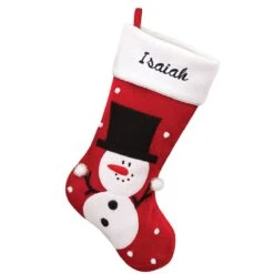 18.5 Inch Personalized Snowman Velvet And Fleece Stocking