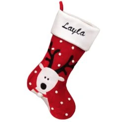 18.5 Inch Personalized Reindeer Velvet And Fleece Stocking