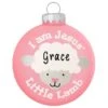 Personalized Jesus' Little Lamb Ornament Pink Glass