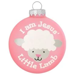 Personalized Jesus' Little Lamb Ornament Pink Glass -Christmas Decoration Store 1148682 web 3