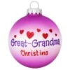 Personalized Great-Grandma With Hearts Glass Ornament