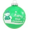 Personalized Baby's First Christmas Green Glass Ornament