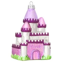 Personalized Purple Castle Glass Ornament