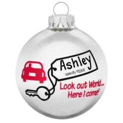Personalized Look Out World Here I Come Glass Ornament
