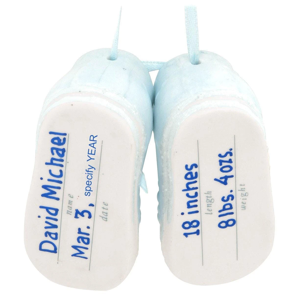 Personalized Baby Boy Shoes Ceramic Ornament 2 Personalized Baby Boy Shoes Ceramic Ornament - Image 2