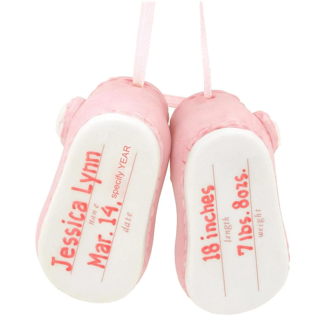 Personalized Baby Girl Shoes Ceramic Ornament 2 Personalized Baby Girl Shoes Ceramic Ornament - Image 2