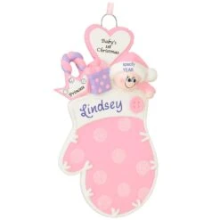 Personalized Baby Girl Mitten Ornament