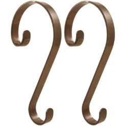Set Of 2 Bronze Stocking Scrolls Hanger