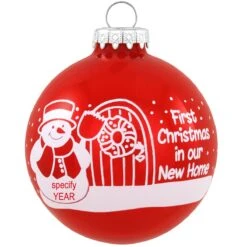 Personalized First Christmas In Our New Home Glass Ornament