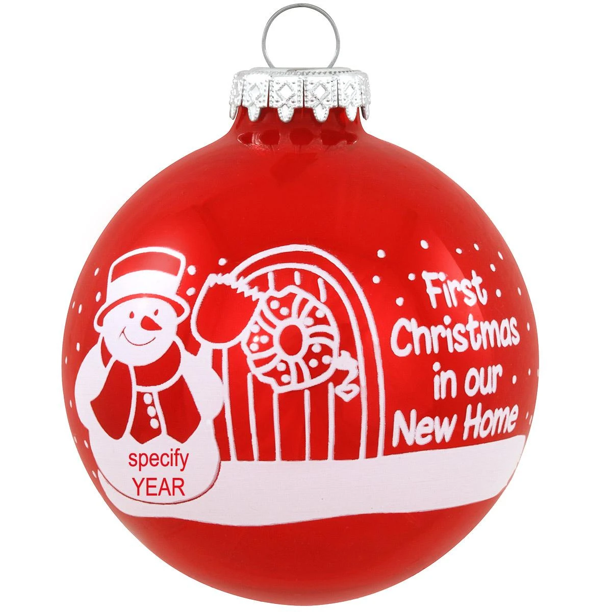 Personalized First Christmas In Our New Home Glass Ornament 1 Personalized First Christmas In Our New Home Glass Ornament
