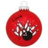 Personalized Bowling Ball With Pins Glass Ornament