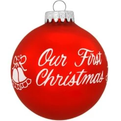 Personalized Our First Christmas Red Satin Round Glass Ornament -Christmas Decoration Store 1160028 web 3